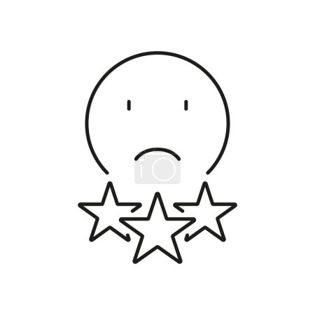 Illustration for Negative Review Line Icon Concept. Sad Emoticon, Bad Feedback Linear Pictogram. Disagree Sign. Dislike Emoji Outline Symbol In Experience Survey Service. Editable Stroke. Isolated Vector Illustration. - Royalty Free Image