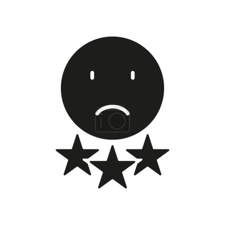 Illustration for Negative Customer Review, Complaint Silhouette Icon. Bad Feedback In Experience Survey Service. Sad Emoticon Glyph Pictogram. Disagree Solid Sign. Dislike Emoji Symbol. Isolated Vector Illustration. - Royalty Free Image