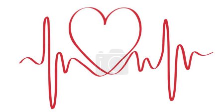Illustration for Heartbeat Heart Symbol. heart icon. shaped logo.  lovers, romantic, concept, card, marriage, two, valentine day, variety, affection, happiness, magenta, festive Elements - Royalty Free Image
