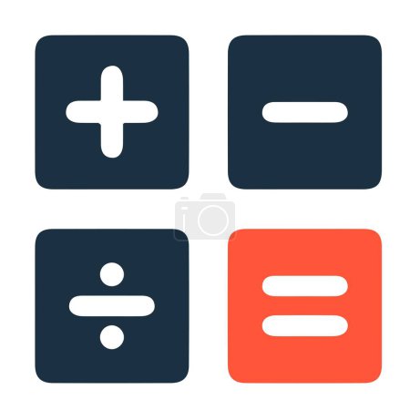 Illustration for Basic mathematical symbol. Plus and minus icon set. Math symbol. equals symbol. Add sign. Multiply icon. division, Calculator button, and business finance concept. isolated - Royalty Free Image