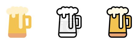 Ilustración de Cerveza stein vector icono en diferentes estilos. Línea, color, contorno rellenado. - Imagen libre de derechos