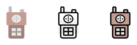 Walkie talkie vector icon in different styles. Line, color, filled outline.