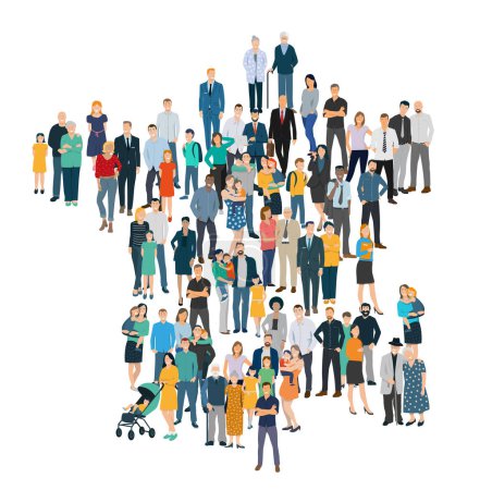 Illustration for Vector illustration showing a crowd representing the population of France - Royalty Free Image