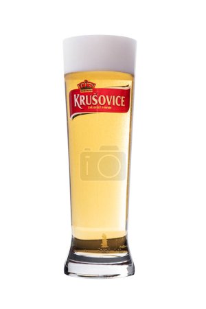 Photo for Light beer in a glass on a white background - Royalty Free Image