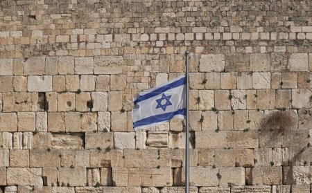 Photo for Flag of Israel with the Wailing Wall in the backgroundin Jerusalem - Royalty Free Image