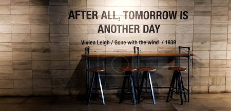 Photo for Jakarta, Indonesia in July 2019. A quote from Vivien Leigh scrawled on the wall reads, "After all, tomorrow is another day." From gone with the winds of 1939. - Royalty Free Image