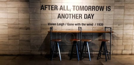 Photo for Jakarta, Indonesia in July 2019. A quote from Vivien Leigh scrawled on the wall reads, "After all, tomorrow is another day." From gone with the winds of 1939. - Royalty Free Image