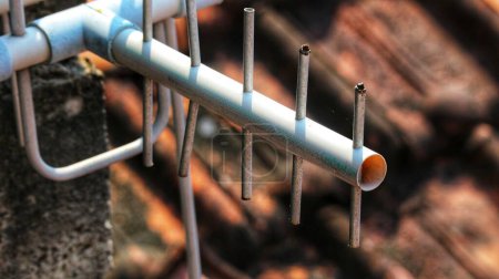 Photo for Homemade television antenna using paralon pipe or PVC pipe - Royalty Free Image