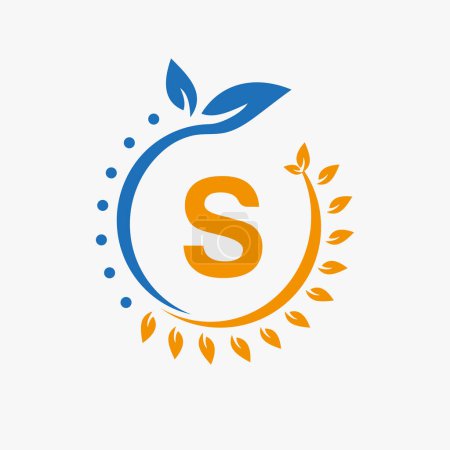 Foto de Letra S Salud Logo. Signo del logotipo del doctor, Farmacia médica Diseño de símbolo de hoja ecológica - Imagen libre de derechos