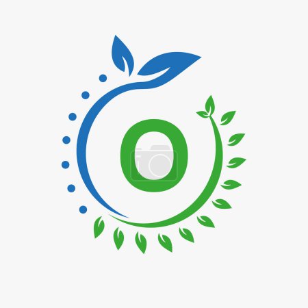 Foto de Letra O Salud Logo. Signo del logotipo del doctor, Farmacia médica Diseño de símbolo de hoja ecológica - Imagen libre de derechos