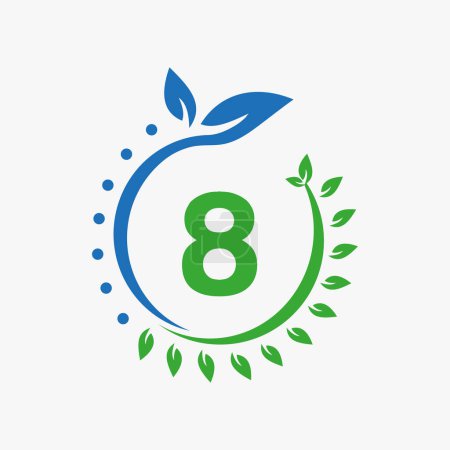 Foto de Carta 8 Logo de atención médica. Signo del logotipo del doctor, Farmacia médica Diseño de símbolo de hoja ecológica - Imagen libre de derechos