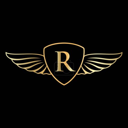 Foto de Logotipo inicial del ala en el alfabeto de la letra R para el símbolo del logotipo del transporte - Imagen libre de derechos