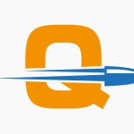 Bullet Logo On Letter Q With Moving Bullet Symbol