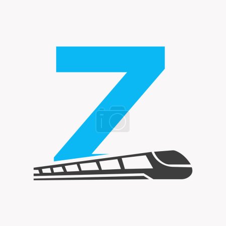 Illustration for Train Logo On Letter Z, Express Symbol Vector Template - Royalty Free Image