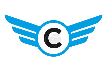 Foto de Logotipo de ala en la letra C, símbolo de transporte, signo de ala de transporte - Imagen libre de derechos