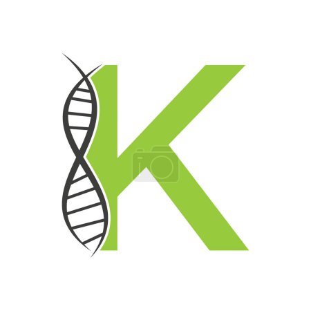 Ilustración de Logo de ADN en la letra K Plantilla de vectores para señales de atención médica - Imagen libre de derechos