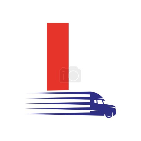 Foto de Letra inicial Logotipo de camión L para el símbolo de transporte. Transporte Logotipo - Imagen libre de derechos