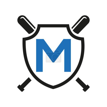 Letter M Baseball Logo Design Vector Template. Baseball Club Symbol