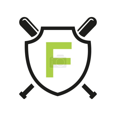 Buchstabe F Baseball Logo Design Vector Template. Baseball-Club-Symbol