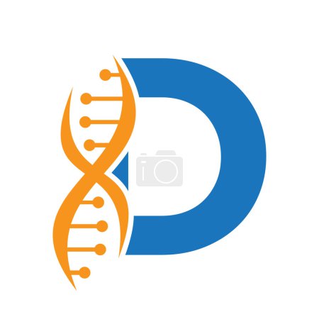 DNA Logo On Letter D Vector Template For Healthcare Symbol