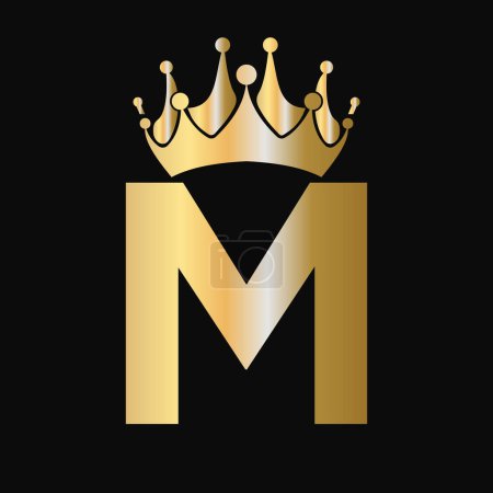 Letter M Crown Logo Template. Royal Crown Logotype Luxury Sign  for Beauty, Fashion, Star, Elegant Symbol