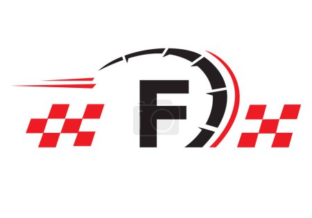 Letter F with Racing Flag Logo. Speed Logo Symbol