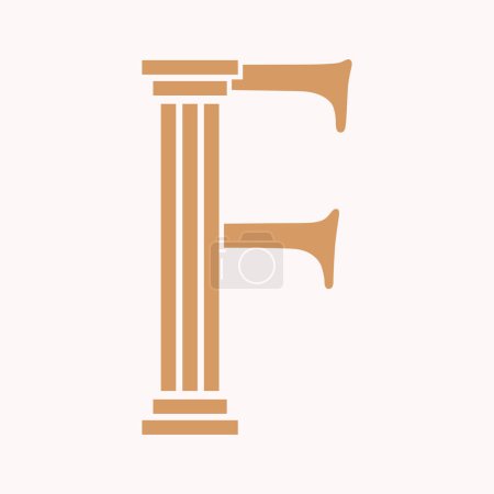 Letter F Law Logo Concept With Pillar Symbol