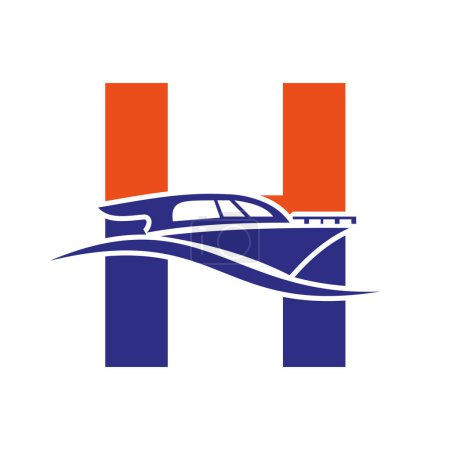 Buchstabe H Boat Logo Konzept für Segelboot, Schifffahrtssymbol. Yachtzeichen