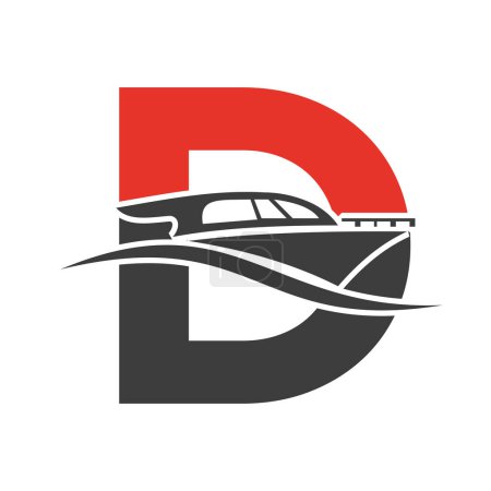 Letra D Boat Logo Concepto para velero, Símbolo de envío. Señal de yate