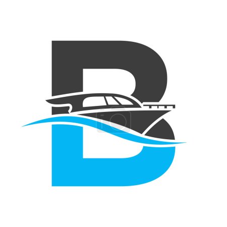 Buchstabe B Boat Logo Konzept für Segelboot, Schifffahrtssymbol. Yachtzeichen