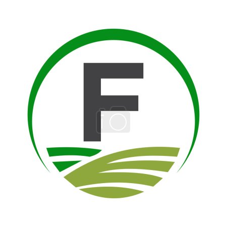 Agriculture Logo On Letter F Concept For Farming Symbol