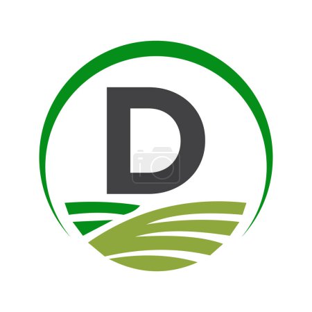 Agriculture Logo On Letter D Concept For Farming Symbol