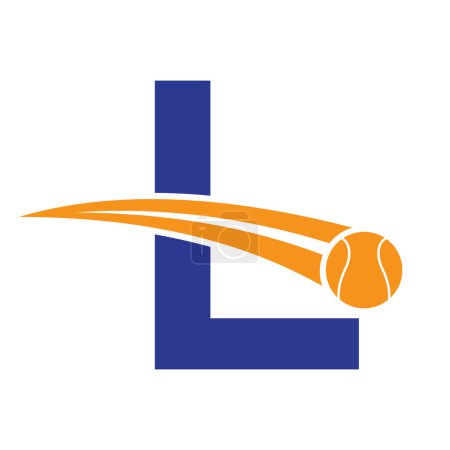 Tennis-Logo auf Buchstabe L Konzept mit beweglichen Tennisball-Symbol. Tennis-Zeichen