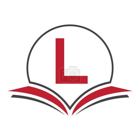 Monogram Education Logo On Letter L Konzept mit Open Book Icon