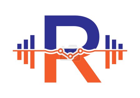 Initial Letter R Fitness Logo Konzept mit Hantel-Symbol. Turnhallensymbol