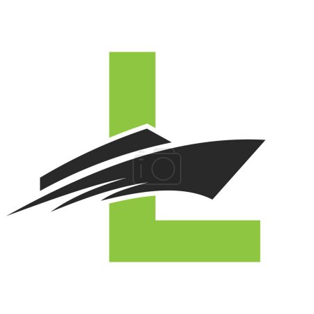 Foto de Letra inicial L Logotipo del barco para el signo de yate. Plantilla vectorial de símbolo marítimo - Imagen libre de derechos