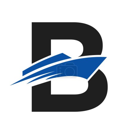 Anfangsbuchstabe B Boot-Logo für Yacht Sign. Maritime Symbolvektorvorlage