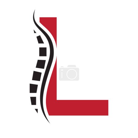 Letra L Concepto del logotipo de la columna vertebral para el símbolo de la salud. Signo de dolor de espalda