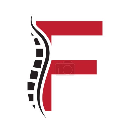 Buchstabe F Backbone Logo-Konzept für das Gesundheitswesen Symbol. Zeichen für Rückenschmerzen