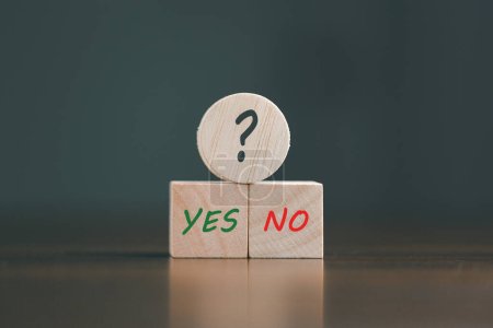 Photo for Concept of choice yes or no on wooden cubic blocks. Business and lifestyle concept. Think With Yes Or No Choice, Business Choices For Difficult Situations, two wooden with yes or no word on it. - Royalty Free Image