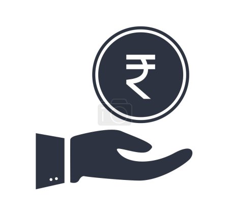 Photo for Hand Rupee Coin Silhouette Icon Business Investment Financial Banking Illustration - Royalty Free Image