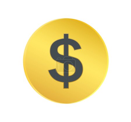 Photo for Gold Dollar Coin Isolated Icon Business Finance Vector Illustration - Royalty Free Image
