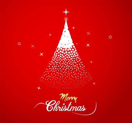 Photo for Merry Christmas Tree Holiday Red Decoration Square Greeting Template - Royalty Free Image