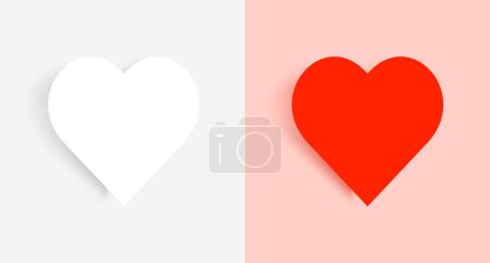 Photo for Red White Heart Love Icon Realistic Shadow Isolated Romantic Vector Illustration - Royalty Free Image