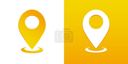 Photo for Yellow Location Pin Flat Logo Icon Gradient Sign Vector Illustration - Royalty Free Image