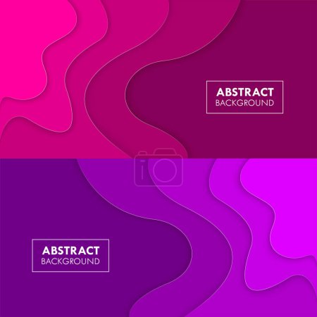 Photo for Colorful Wavy Paper Cut Abstract Background Set Vector Backdrop - Royalty Free Image