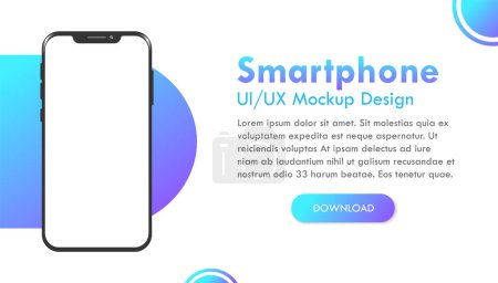 Photo for Realistic Notch Smartphone Device Colorful Blue Purple Interface Technology Mockup - Royalty Free Image