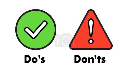 Illustration for Dos And Don'ts Green Red Signs Vector Illustration - Royalty Free Image