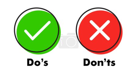 Illustration for Do's And Don'ts Vector Icon Red Green Illustration - Royalty Free Image
