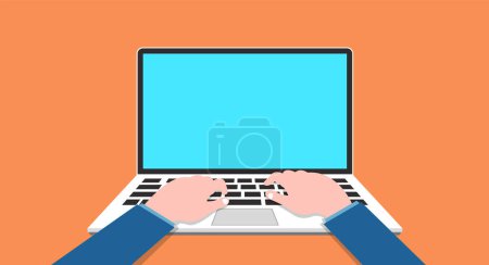 Photo for Typing Working On Laptop Vector Illustration Background - Royalty Free Image